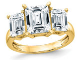 2.50 Carat (ctw 2.90 Diamond Look) Emerald Cut Synthetic Moissanite Engagement Ring in 14K Yellow Gold